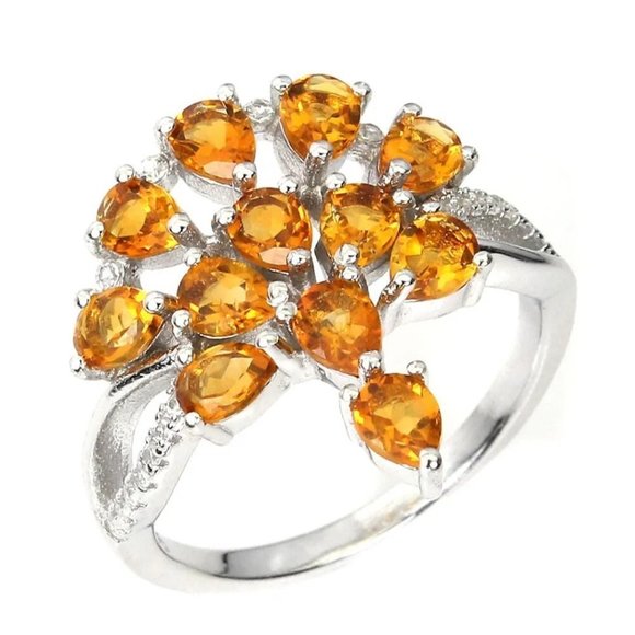 Citrine Ring, Bling Statement Ring, Gemstone Ring, Birthstone Ring, Mothers Ring - Picture 1 of 6